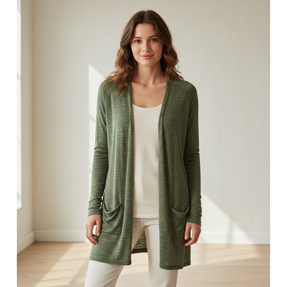 Faded Glory Women's Cardigan Sweater Duster‎ Green Boho Academia Cottage Size XL
